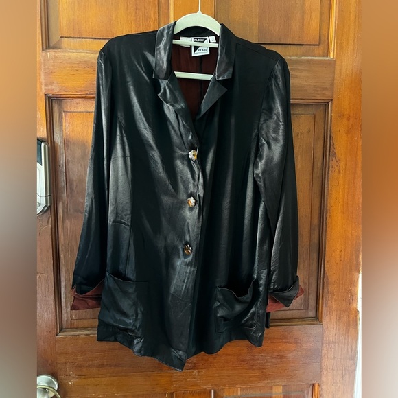 Vintage Albert & Pearl Black Satin Pantsuit 80s 90s Two Piece Lounge Set Pajama - Picture 11 of 13